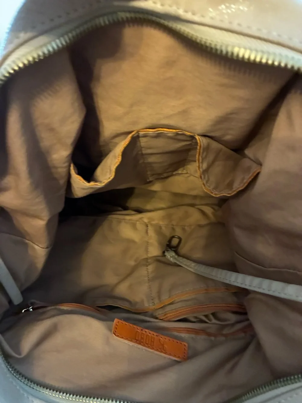 HOBO Soft Cream Leather Hobo with Woven Center Detail - Picture 3 of 5